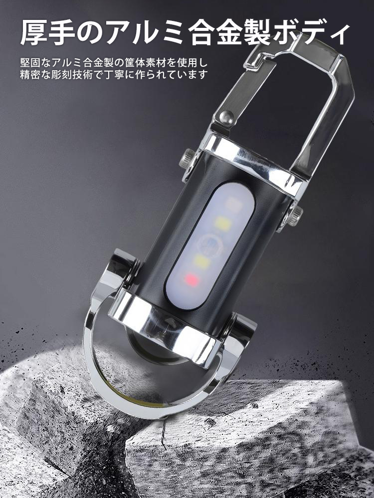 強力な照明、多様なライトモード、大容量急速充電機能を兼ね備えたミニ懐中電灯