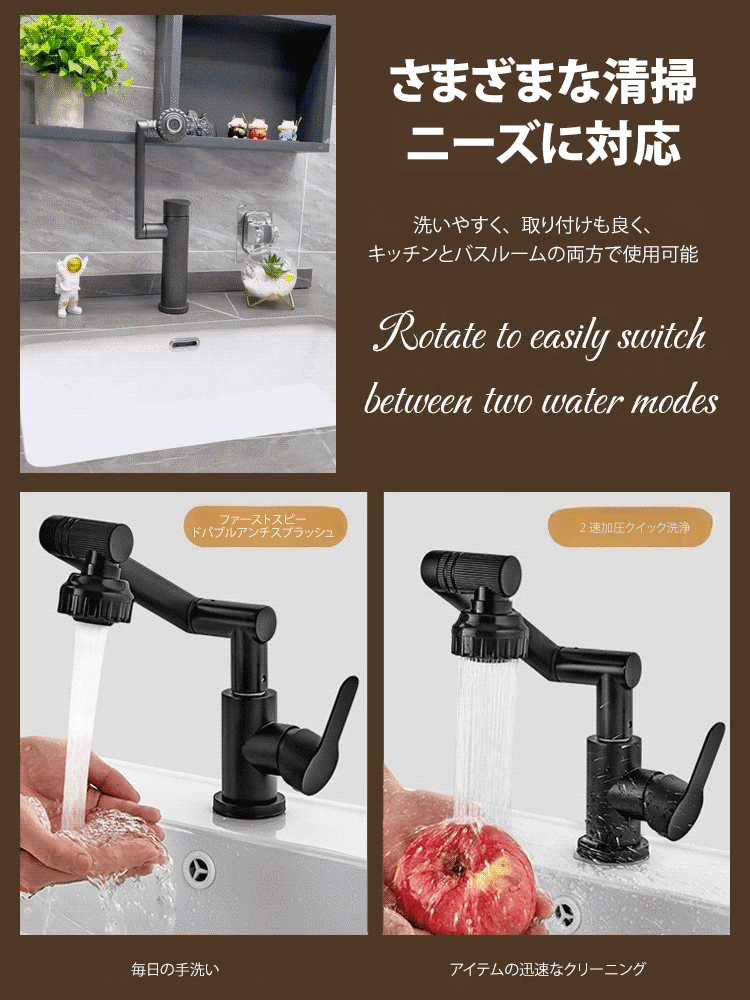 1080° ロボットアーム回転タップ