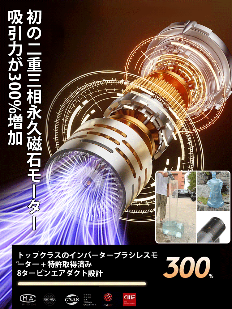 コードレス充電式ポータブル多機能掃除機