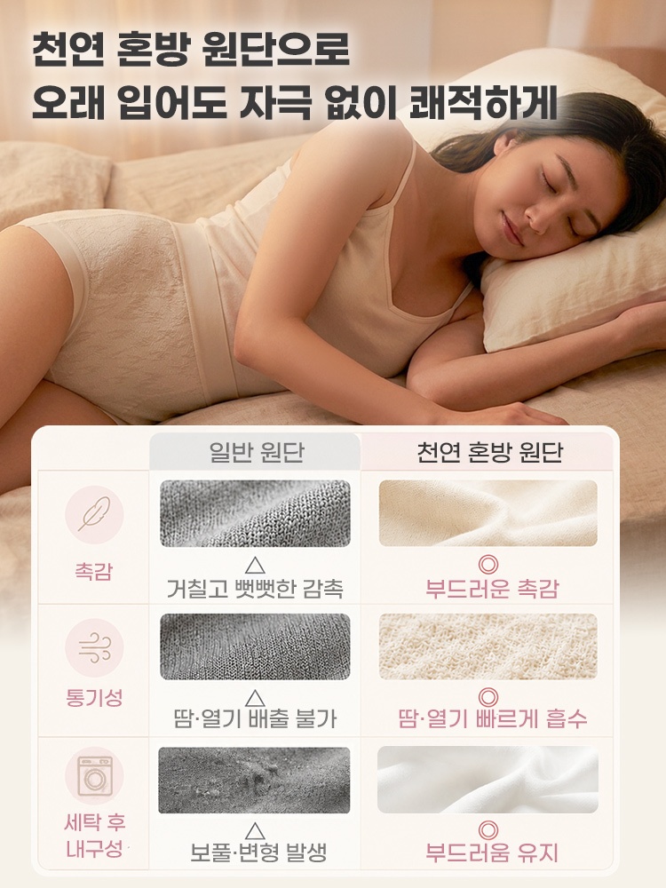면 린넨 혼방 하이웨스트 팬티 오래 입어도 자극 없이 쾌적하게 VEIMIA 베이미아