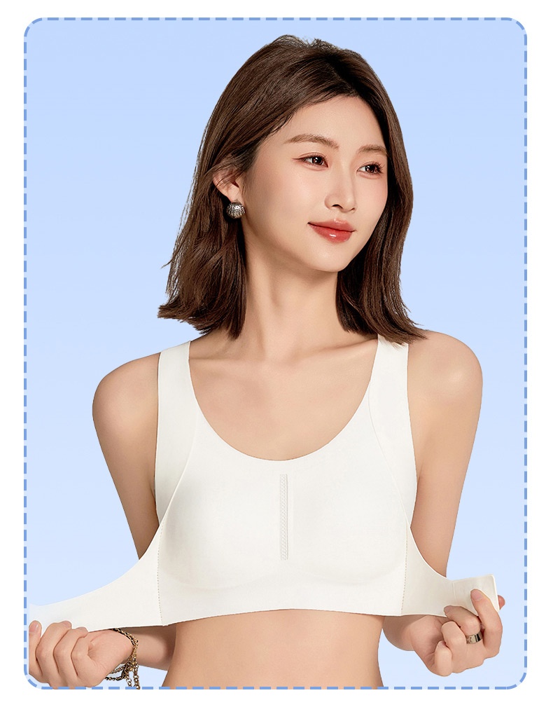 처짐가슴 자세 교정 통기성 브라 모델 착용 이미지 화이트 VEIMIA  