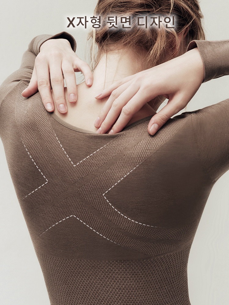 울 함유 보온 내복 세트 X자형 뒷면 디자인  VEIMIA 베이미아