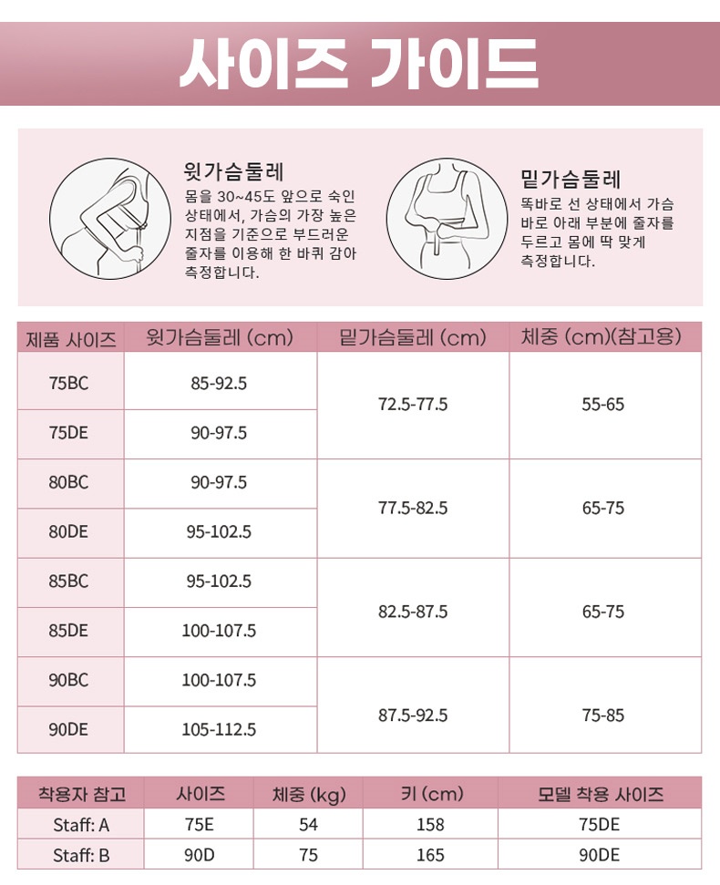 출근룩 필수템 미니마이저 브라 사이즈 가이드 VEIMIA 베이미아