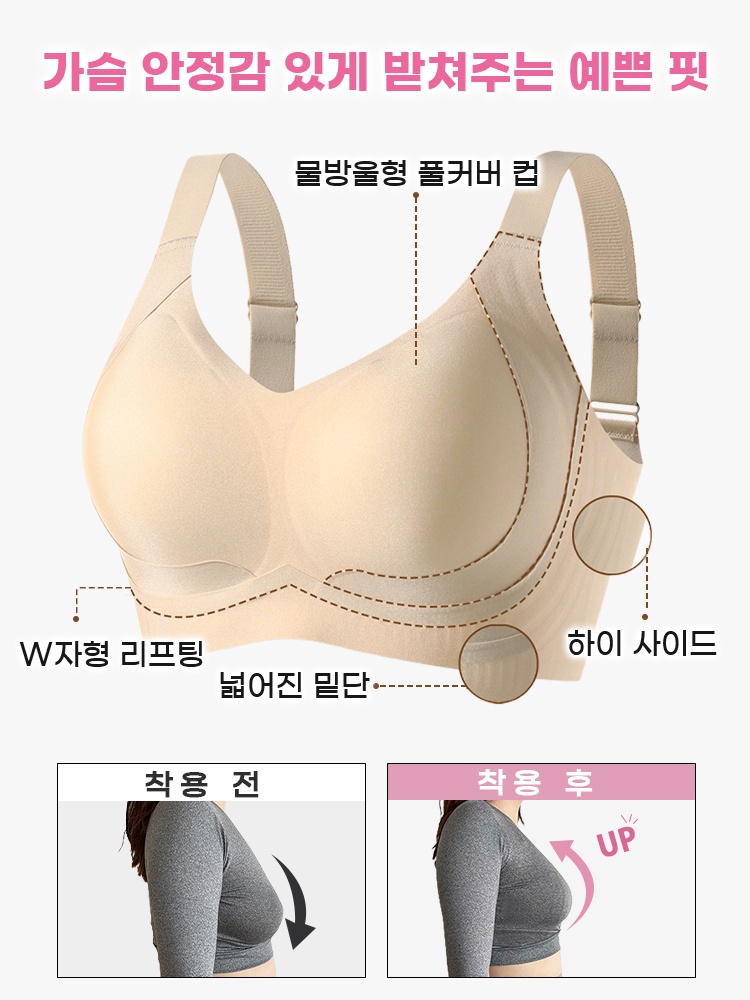 편안한 사이드 리프팅 밴드 브라 가슴 안정감 있게 받쳐주는 예쁜 핏 VEIMIA 베이미아