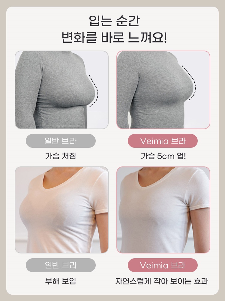 소프트 와이어 처짐 방지 레이스 브라 입는 순간 변화를 바로 느껴요 VEIMIA 베이미아