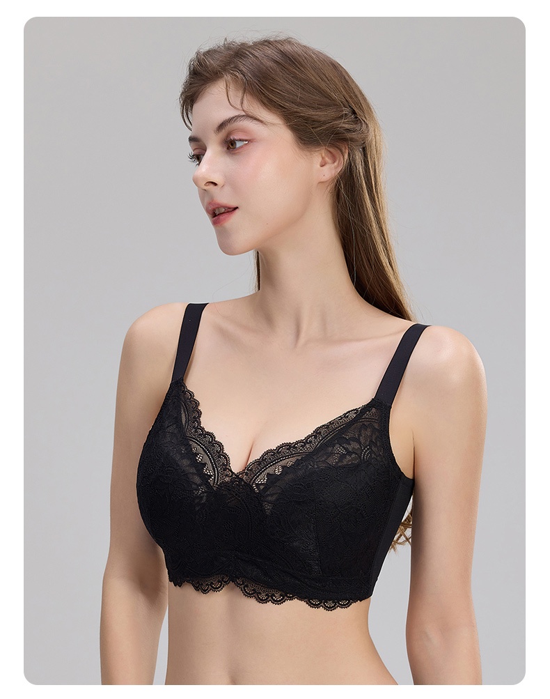 소프트 와이어 처짐 방지 레이스 브라 모델 착용 이미지 VEIMIA 베이미아