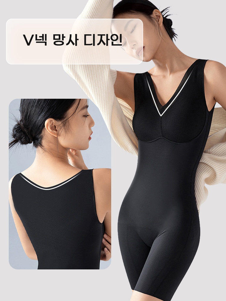 쫀쫀한 체형 보정 올인원 바디쉐이퍼 V넥 망사 디자인 VEIMIA 베이미아