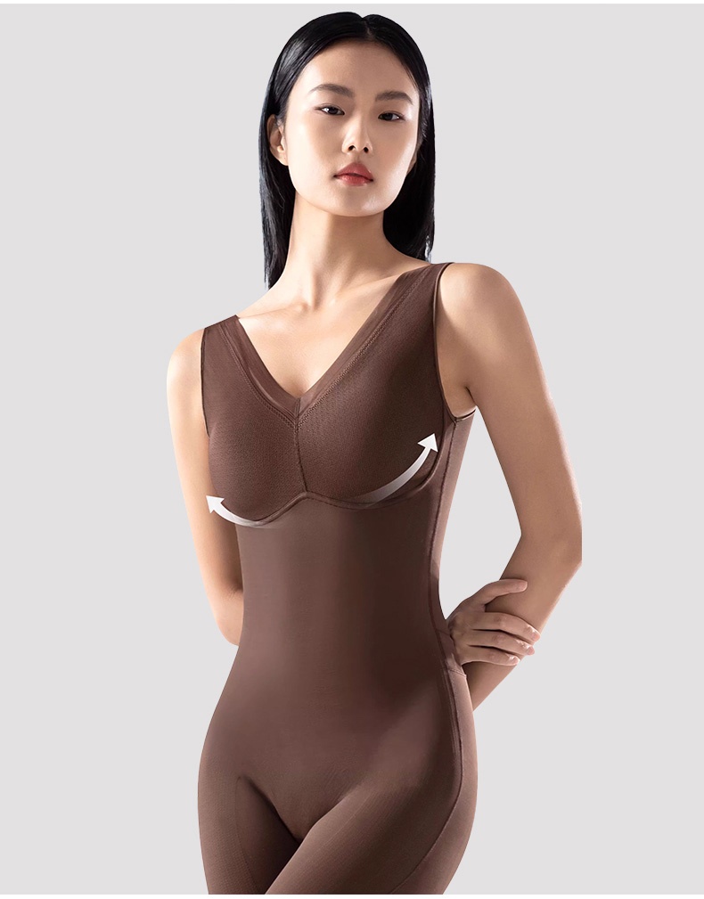 쫀쫀한 체형 보정 올인원 바디쉐이퍼 모델 착용 이미지 브라운 VEIMIA 베이미아
