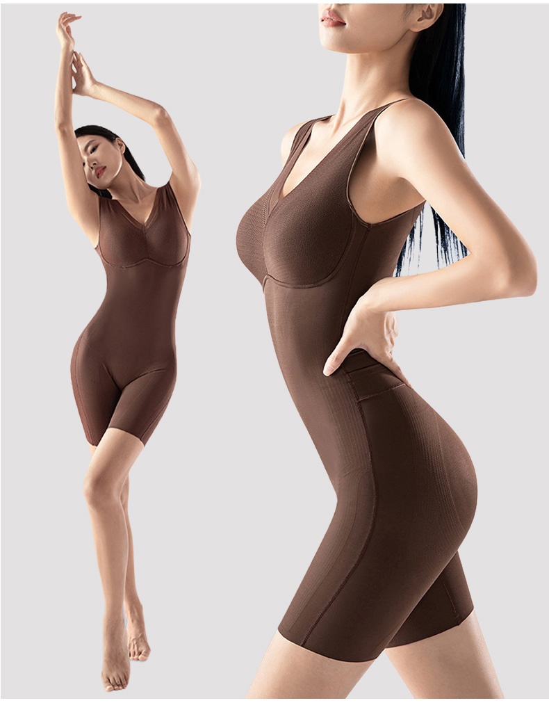 쫀쫀한 체형 보정 올인원 바디쉐이퍼 착용 이미지 브라운 VEIMIA 베이미아