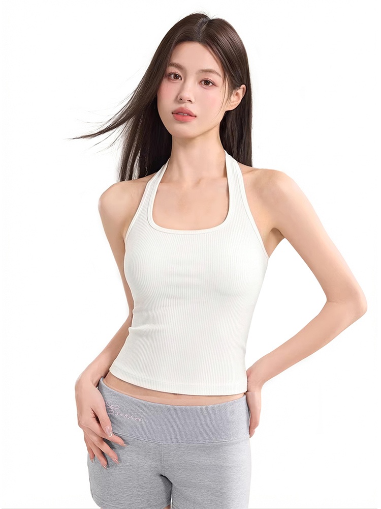 홀터넥 슬림핏 나시 브라탑 화이트 VEIMIA 베이미아