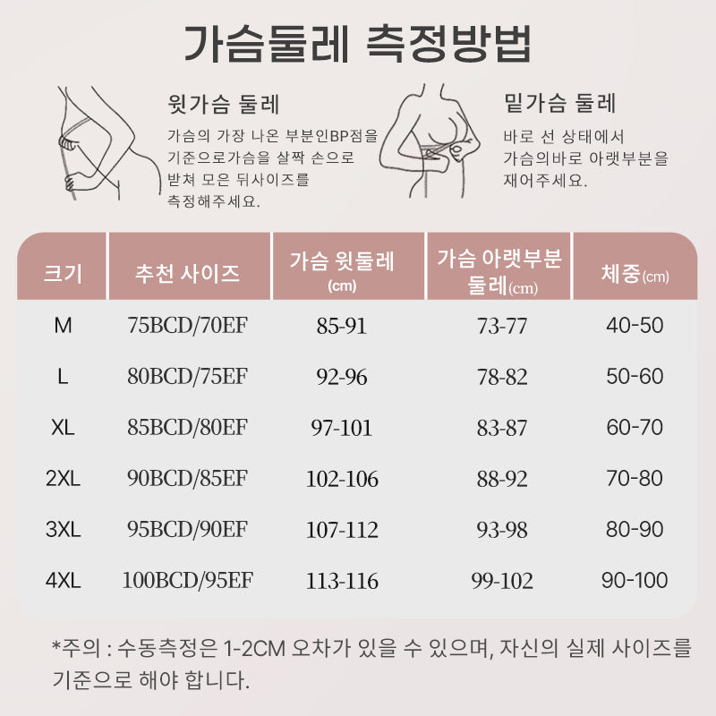 처진가슴브라 가슴둘레 측정방법 VEIMIA