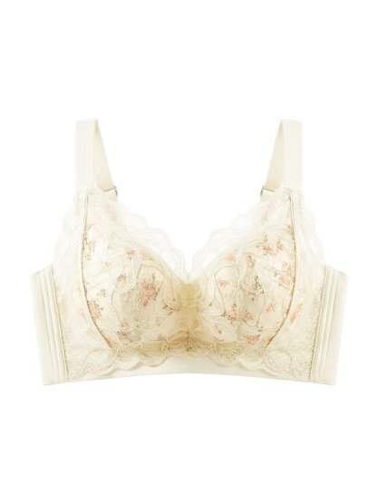 얇은 컵 플로럴 미니마이저 레이스 브라 아이보리 VEIMIA 베이미아