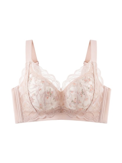얇은 컵 플로럴 미니마이저 레이스 브라 핑크 VEIMIA 베이미아
