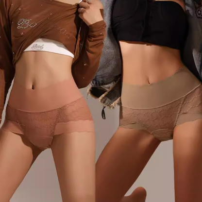 레이스 하이웨이스트 실크 팬티 착용 전시 VEIMIA