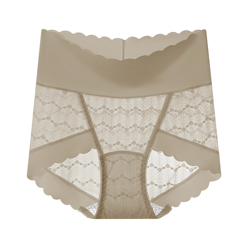 레이스 하이웨이스트 실크 팬티 베이지 VEIMIA