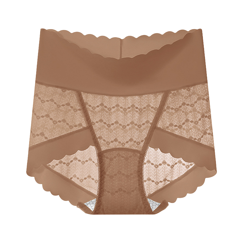 레이스 하이웨이스트 실크 팬티 카라멜 VEIMIA