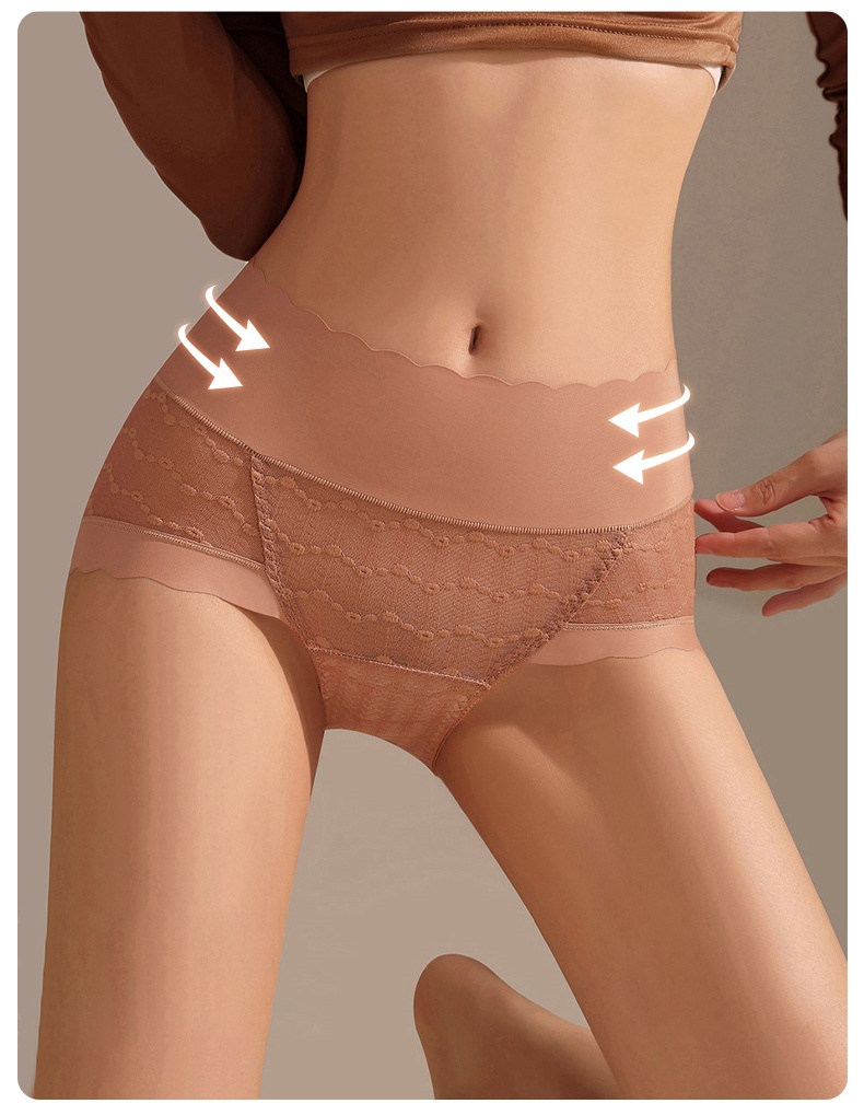 레이스 하이웨이스트 실크 팬티 복부 보정 VEIMIA