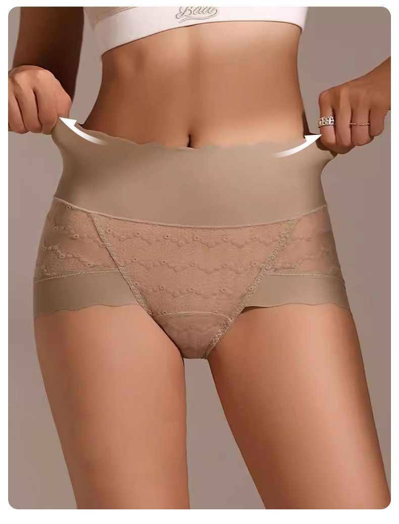 레이스 하이웨이스트 실크 팬티 착용 효과 전시 VEIMIA