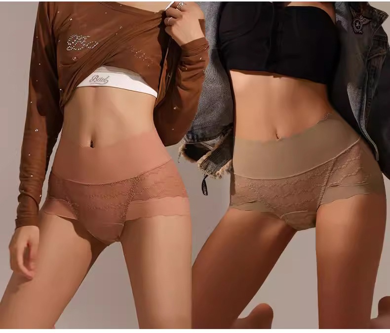 레이스 하이웨이스트 실크 팬티 모델 전시 VEIMIA