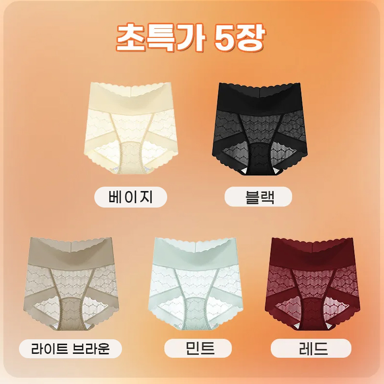 레이스 하이웨이스트 실크 팬티 베이지 블랙 라이트 브라운 민트 레드 VEIMIA