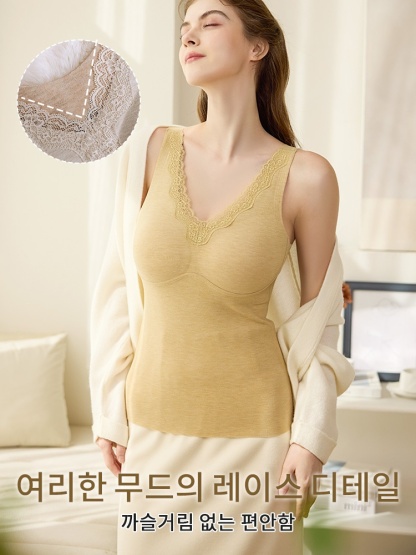 따뜻한 레이스 보온 브라캡 나시 여리한 무드의 레이스 디테일까슬거림 없는 편안함 VEIMIA 베이미아