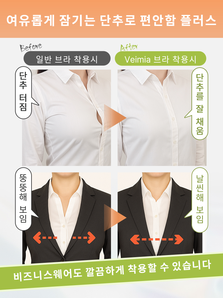 미니마이저 처짐퍼짐 방지 브라 여유롭게 잠기는 단추로 편안함 플러스 VEIMIA 