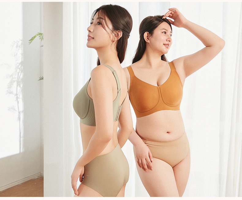 미니마이저 처짐퍼짐 방지 브라 모델 착용 이미지 그린 카라멜 VEIMIA 