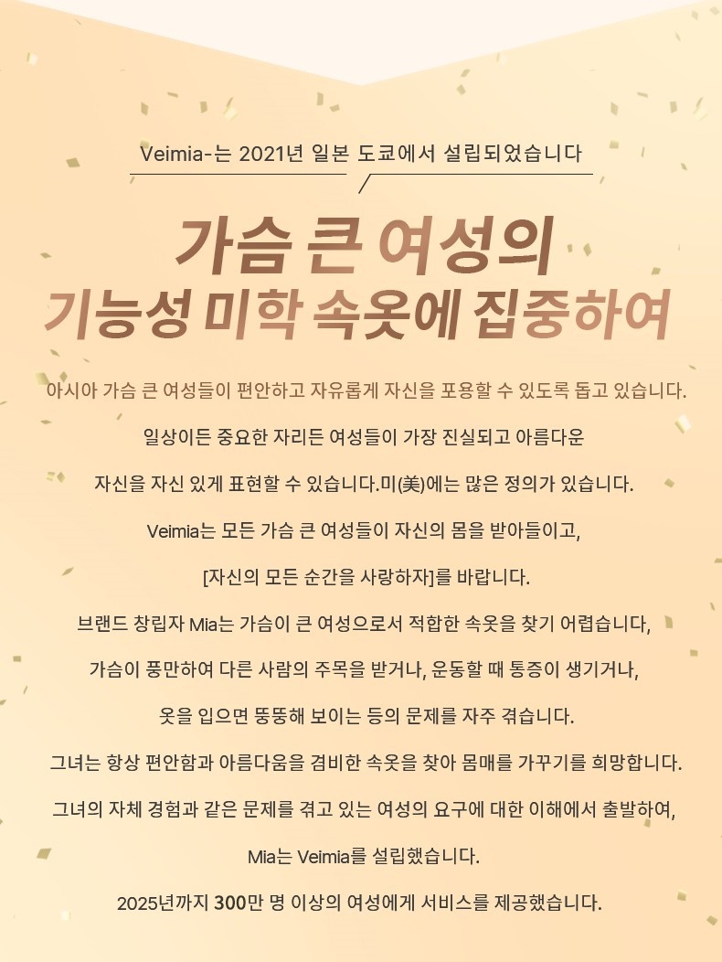 미니마이저 처짐방지 서포트 브라 큰 가슴 여성을 위한 기능성 미학 속웃에 집중하여 VEIMIA 