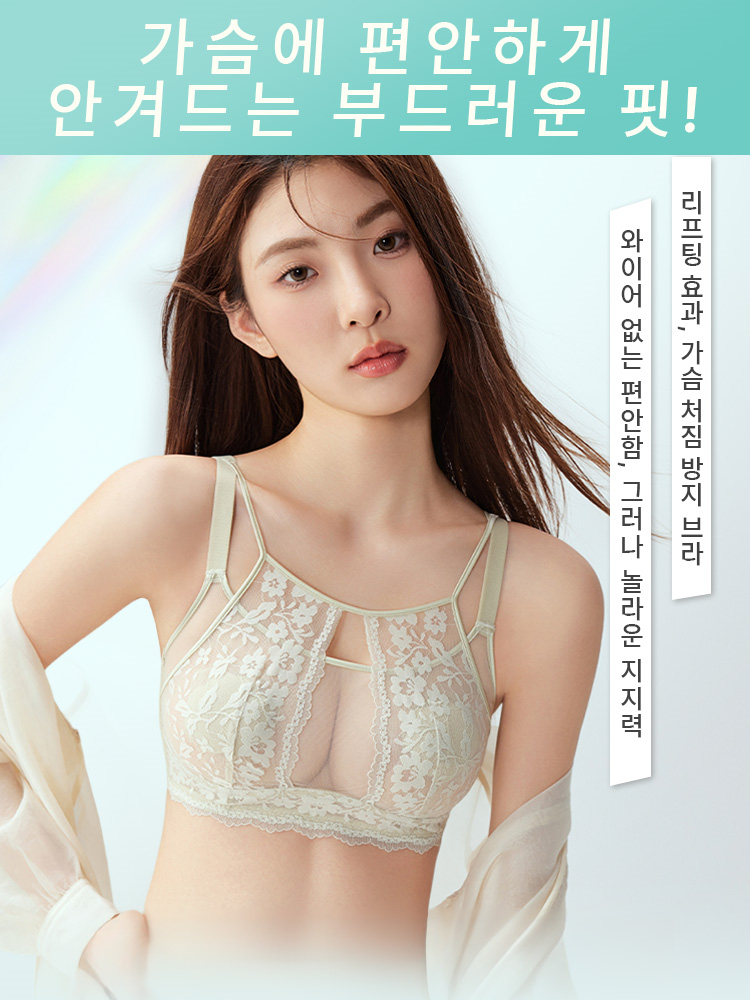 우아 섹시 프렌치 레이스 브라 가슴에 편안하게 안겨드는 부드러운 핏 VEIMIA