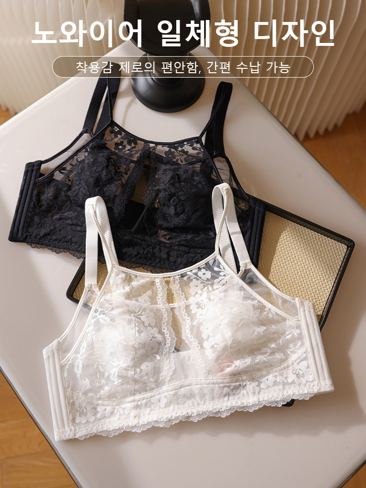 우아 섹시 프렌치 레이스 브라 노와이어 일체형 디자인 VEIMIA