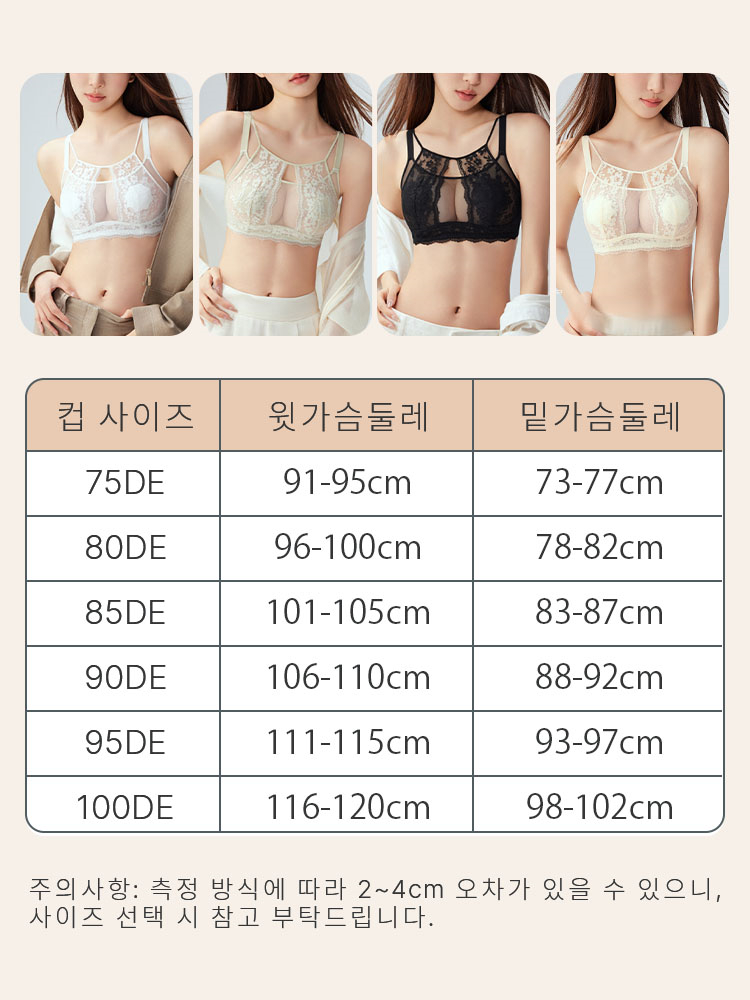 우아 섹시 프렌치 레이스 브라 사이즈 가이드 VEIMIA