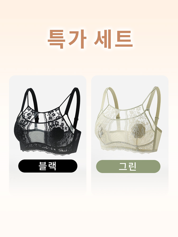 우아 섹시 프렌치 레이스 브라 블랙 그린 세트 VEIMIA