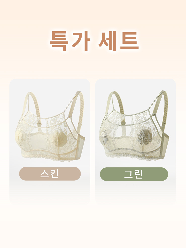 우아 섹시 프렌치 레이스 브라 스킨 그린 세트 VEIMIA