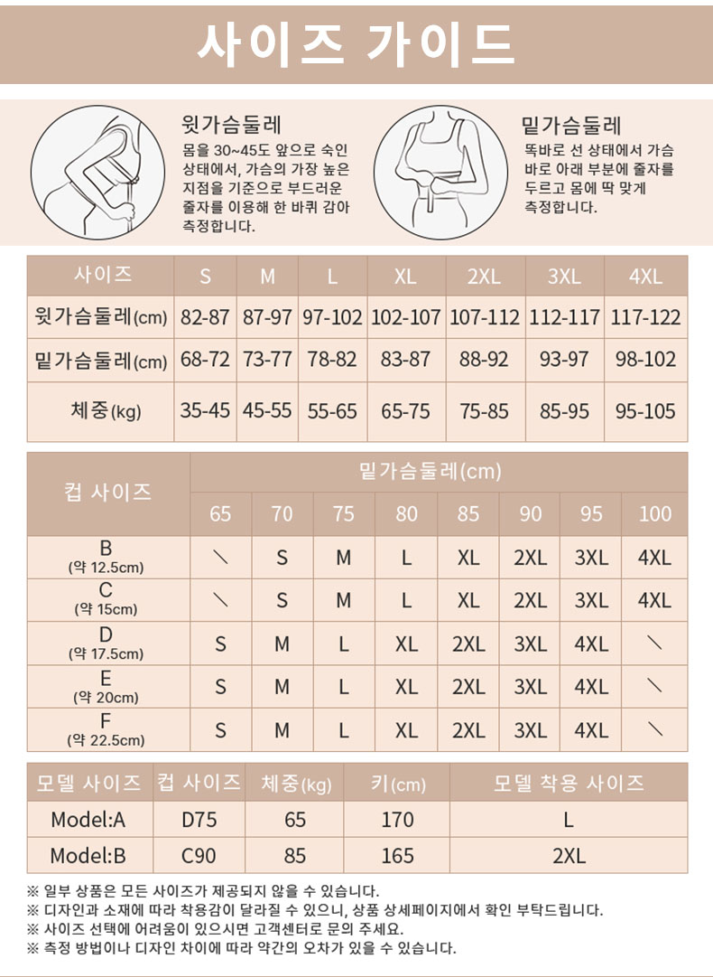 흔들림 방지 스포츠 브라 사이즈 선택 가이드 VEIMIA