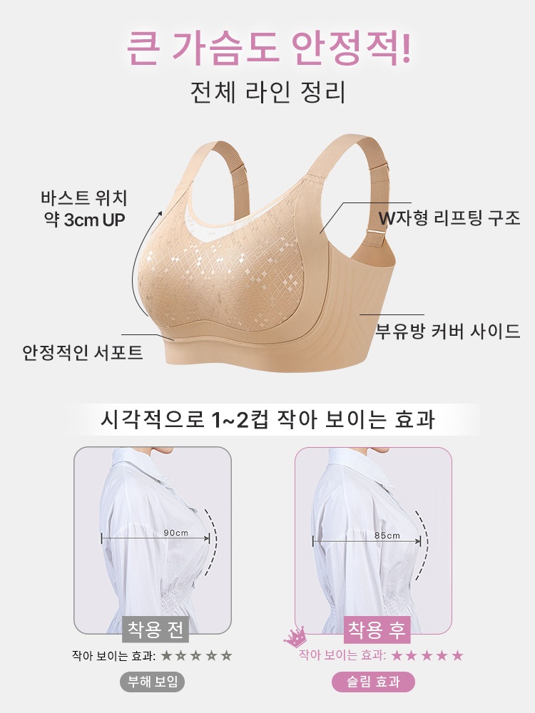 풀커버 자수 메쉬컵 미니마이저 브라 큰 가슴도 안정적 전체 라인 정리 VEIMIA  베이미아