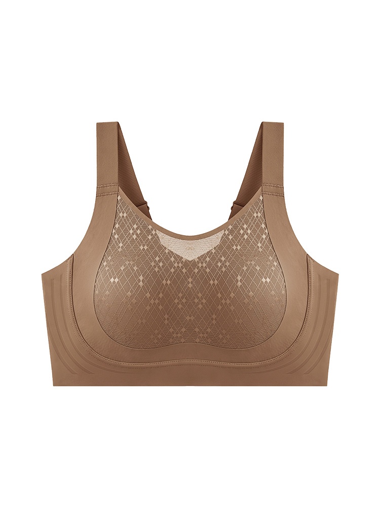 풀커버 자수 메쉬컵 미니마이저 브라 브라운 VEIMIA  베이미아