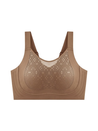 풀커버 자수 메쉬컵 미니마이저 브라 브라운 VEIMIA  베이미아