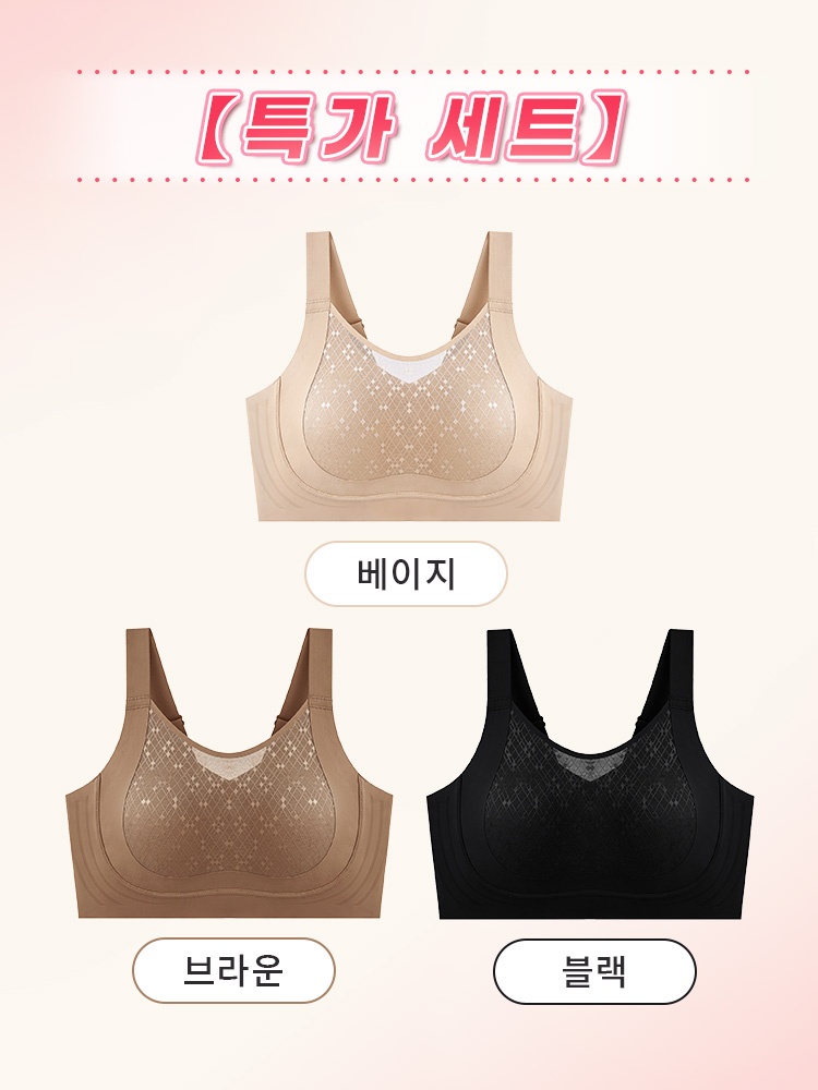 풀커버 자수 메쉬컵 미니마이저 브라 베이지+브라운+블랙 VEIMIA  베이미아