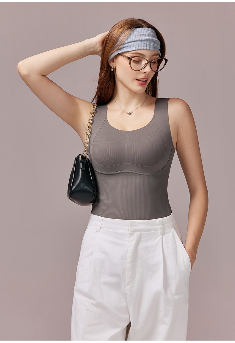 빅사이즈 슬림핏 풀커버 브라캡 나시탑 그레이 이미지 VEIMIA 베이미아