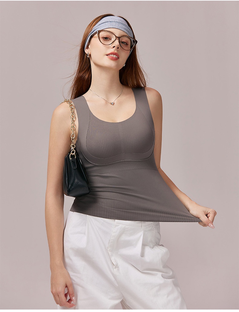 빅사이즈 슬림핏 풀커버 브라캡 나시탑 그레이 착용 이미지 VEIMIA 베이미아