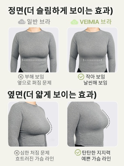 VEIMIA 편안한 만능 미니마이저 브라 정면(더 슬림하게 보이는 효과) VEIMIA 베이미아