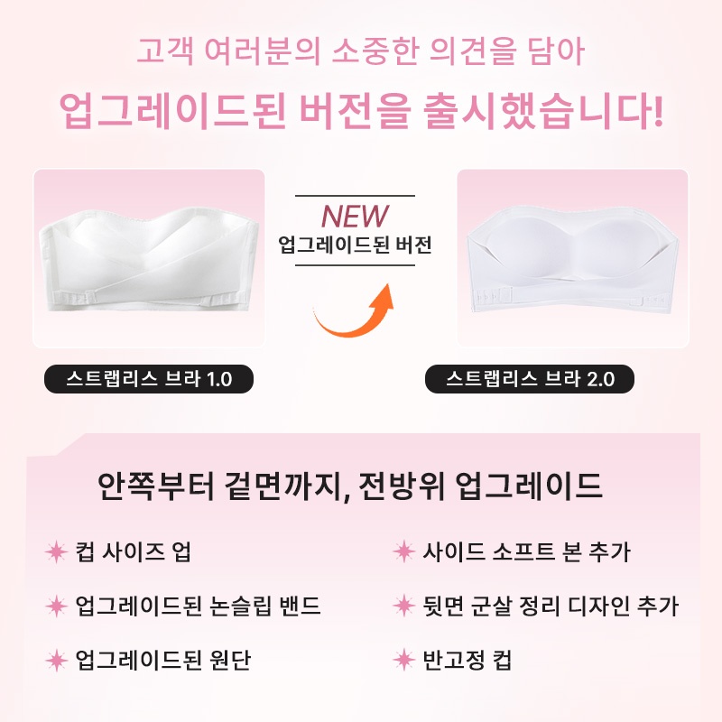 VEIMIA 오픈숄더 끈없는 브라탑丨논슬립 심리스 노와이어 튜브탑 누드브라