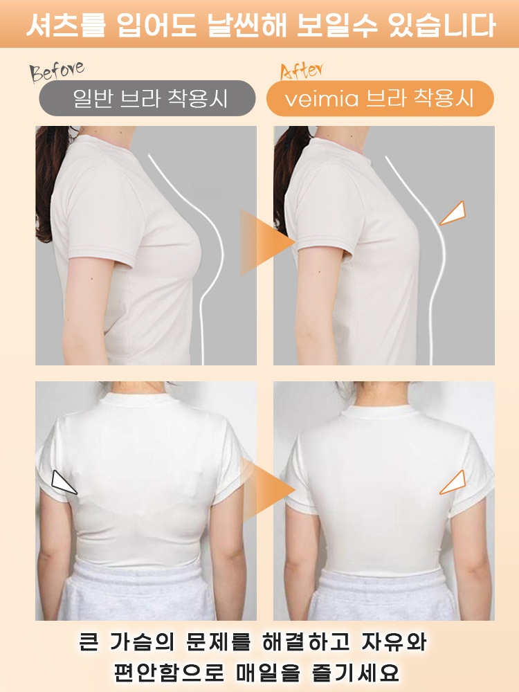 1초 만에 착용 가능한 앞지퍼 브라 일반 브라 착용 대비 VEIMIA 베이미아