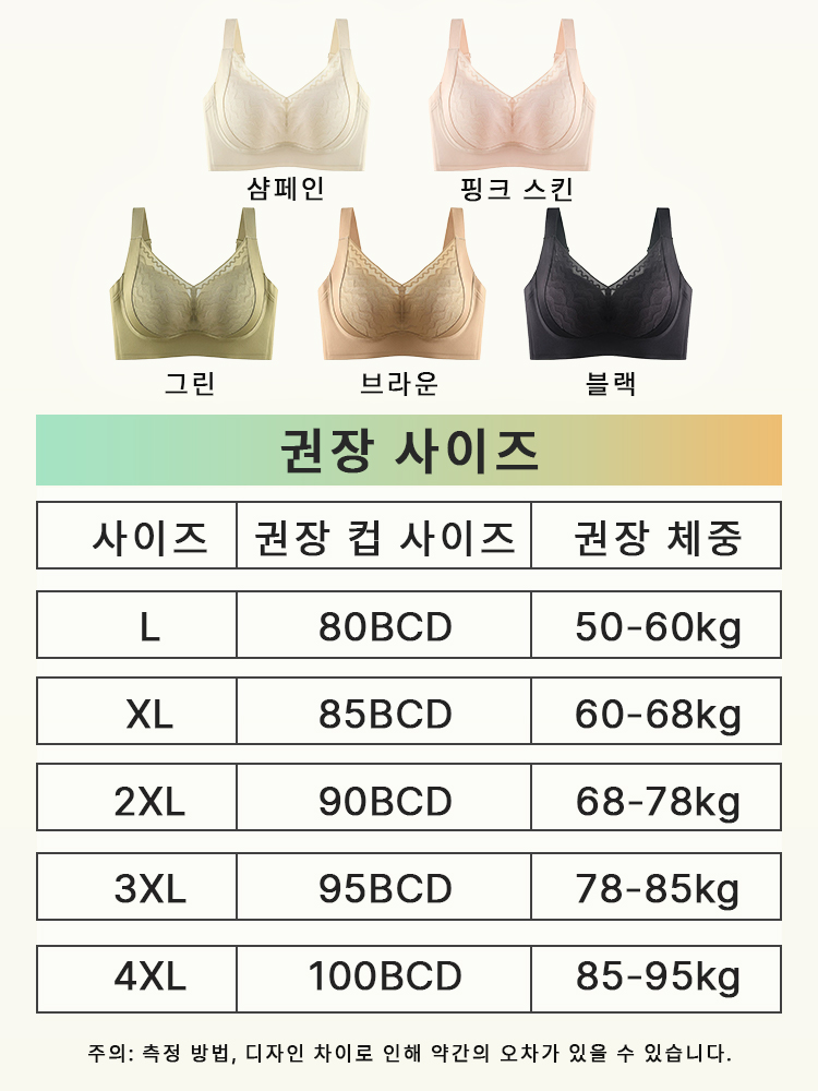 레이스 처짐 방지 플커버 브라 사이즈 및 컬러 가이드 VEIMIA