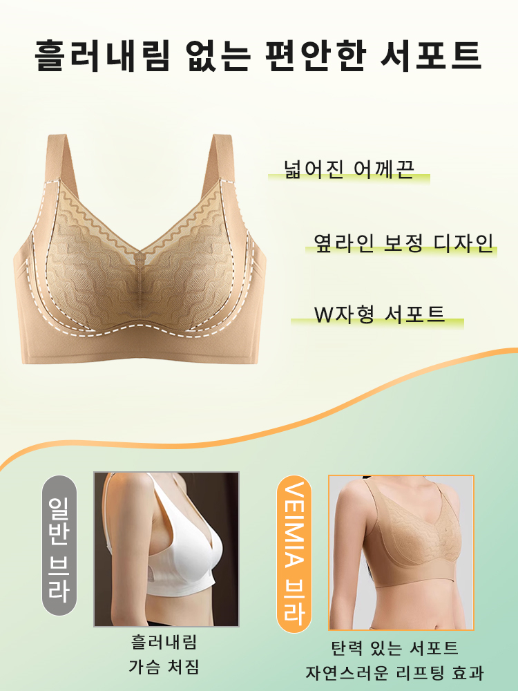 레이스 처짐 방지 플커버 브라 흘러내림 없는 편안한 서포트 VEIMIA