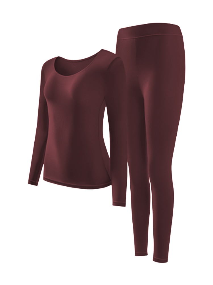 브라 없이 착용 가능한 보온 내복 모델 착용 이미지 레드 VEIMIA 베이미아