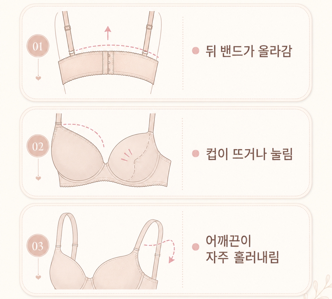 브라 밴드 올라감과 컵 모양 변화로 확인하는 브라 교체 신호