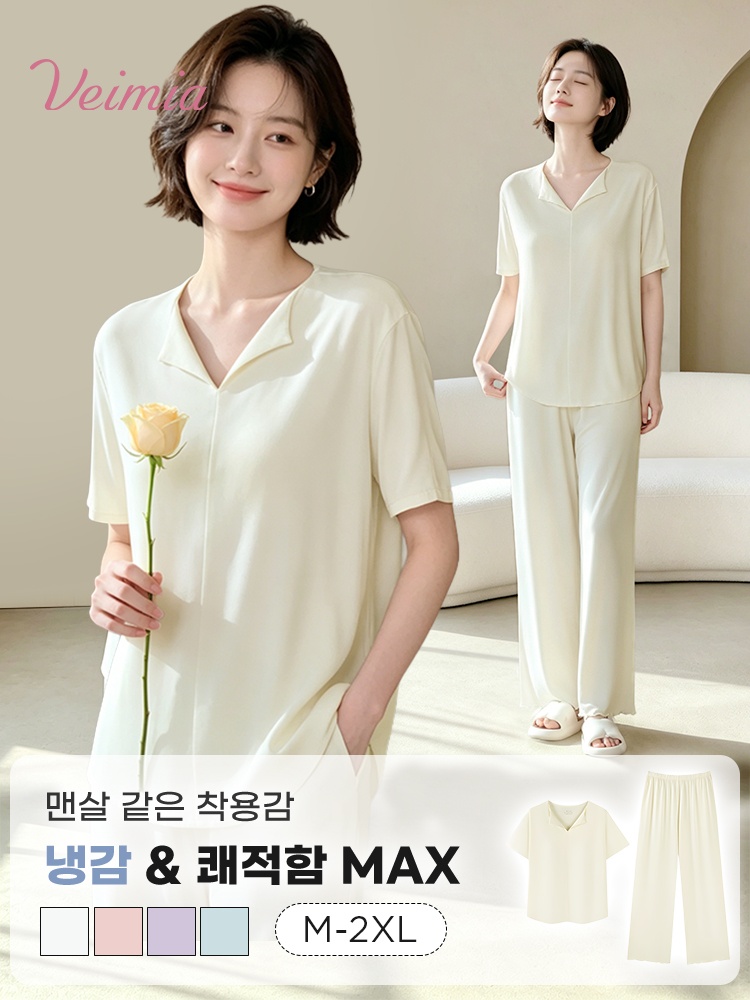 쿨링 모달 소재 홈웨어 세트 하루의 끝을 더 시원하고 편안하게 VEIMIA 베이미아