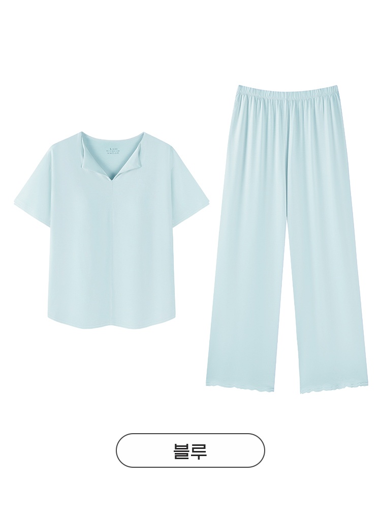 쿨링 모달 소재 홈웨어 세트 블루 VEIMIA 베이미아