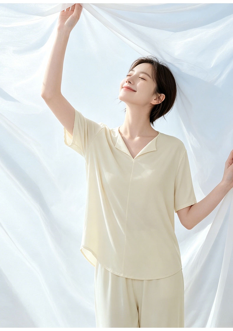 쿨링 모달 소재 홈웨어 세트 모델 착용 이미지 통기성 좋다 VEIMIA 베이미아